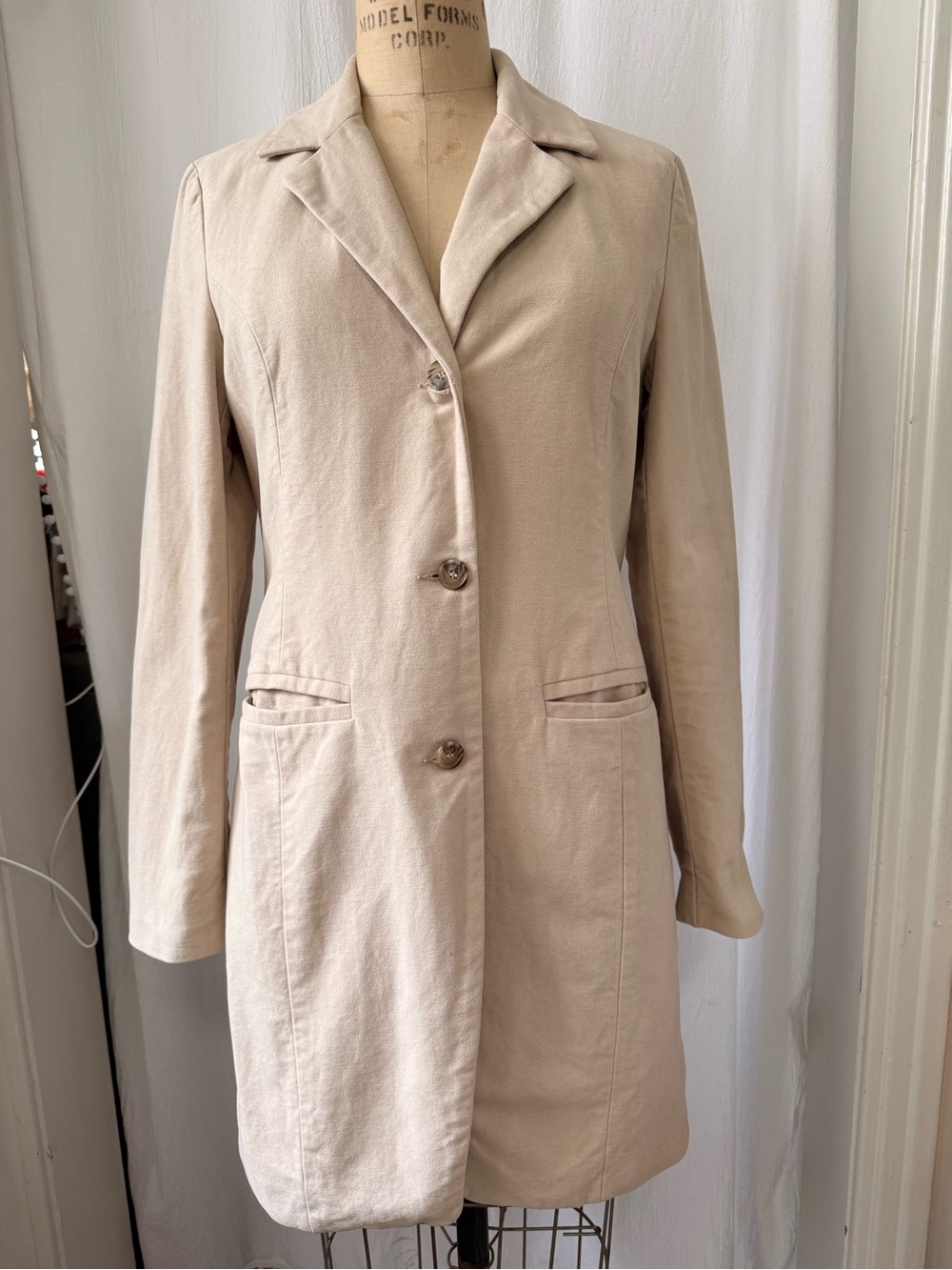 Vintage United Colors of Benetton, Cotton Moleskin Topcoat Jacket, sz XS